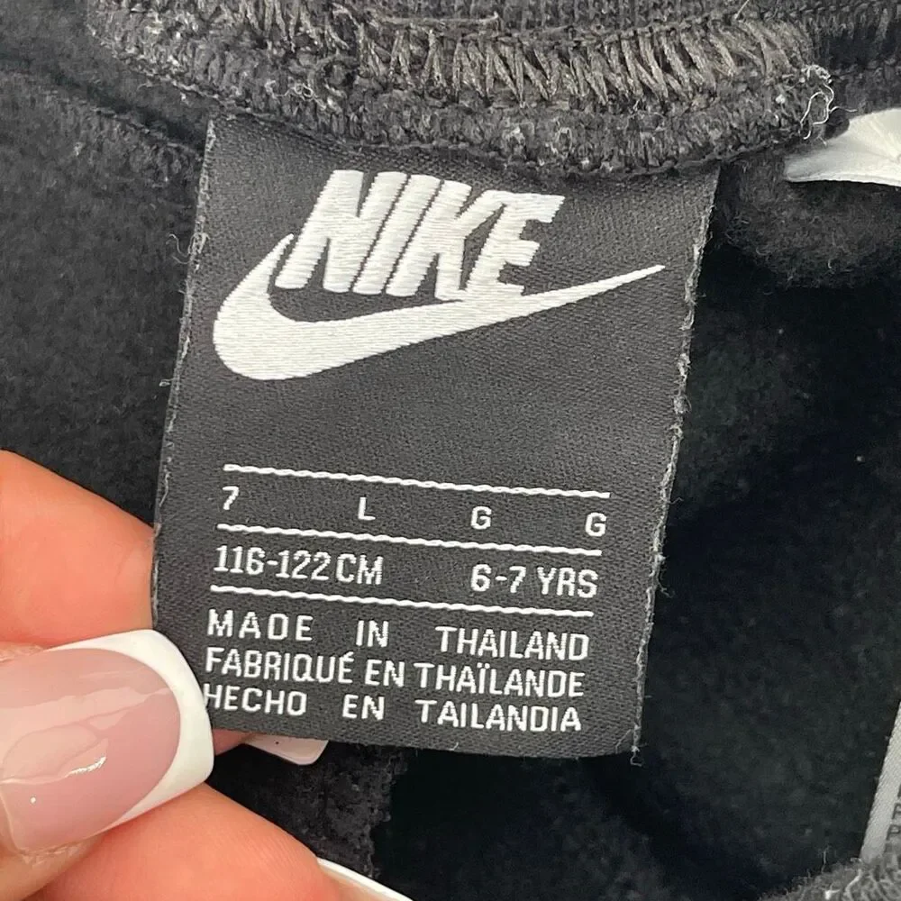 Nike Air Boys Fleece Sweat Shorts Size 6/7 Pull-On Cotton Blend Black